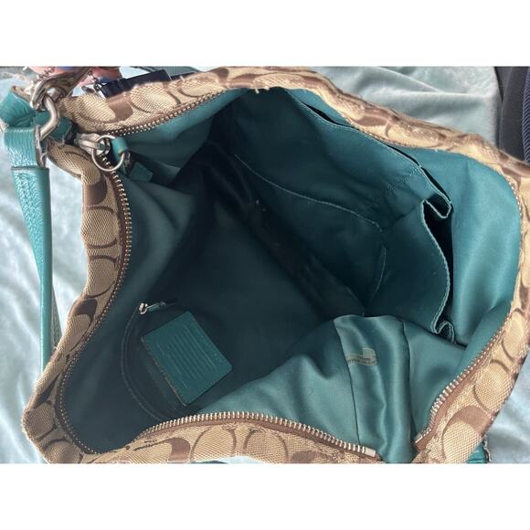 COACH Turquoise & Brown Park Signature Handbag PARK SIGNATURE HOBO F23279 - Picture 5 of 7